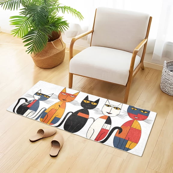Cats Abstract Bathroom Rug Non Slip Bathroom Mats Entry Door Soft Carpets for Kitchen Bedroom Living Room 39x20 inch