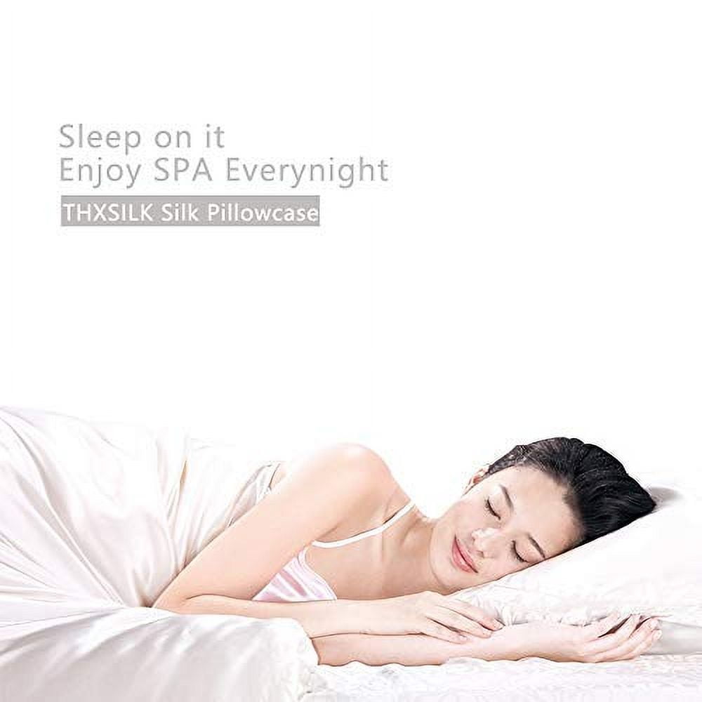 THXSILK Silk Contour Pillowcase, 19 Momme Silk Cervical Pillowcase, Neck Pillowcase, Wave Shape Pillow Case, 100% Pure Mulberry Silk, White