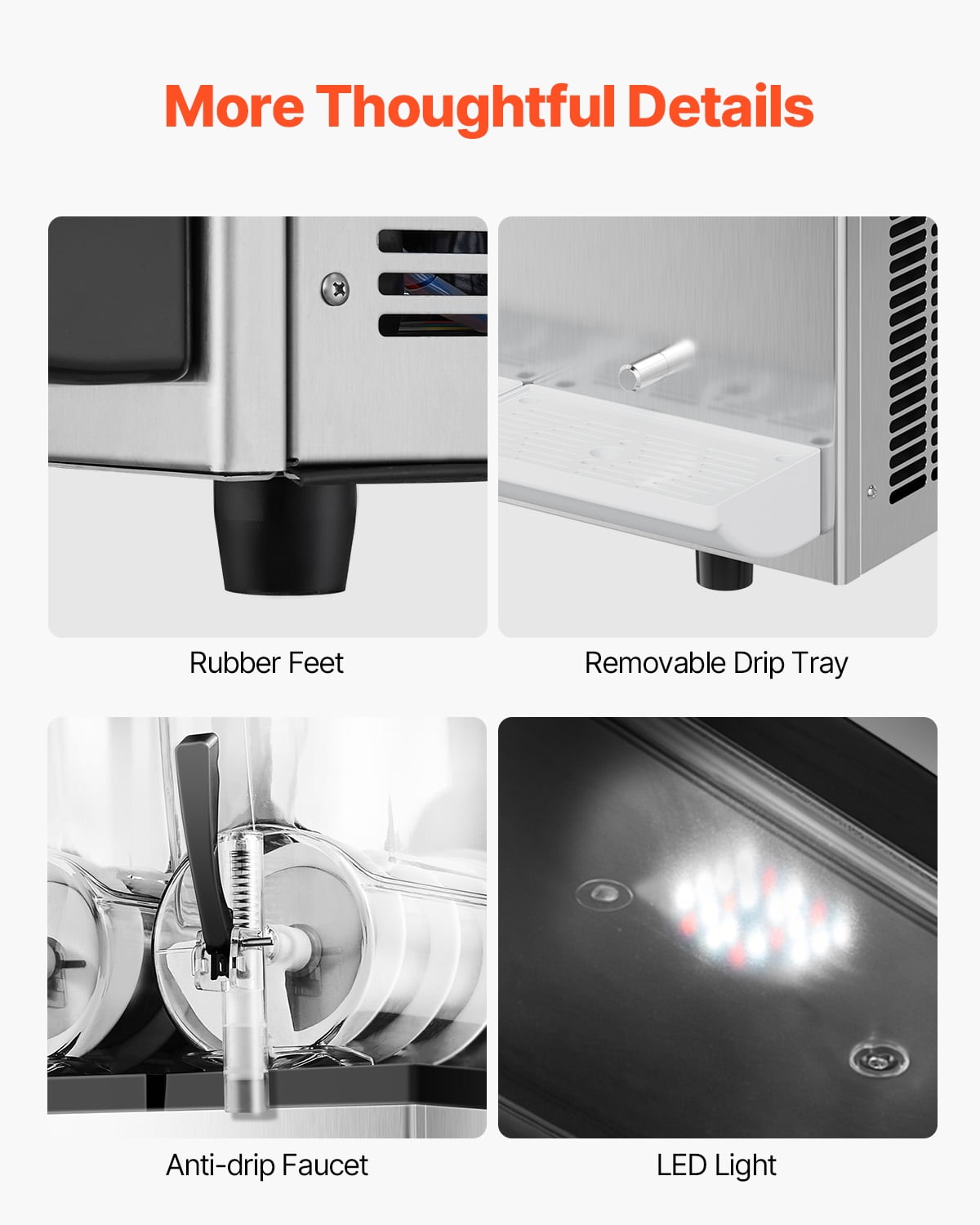 KFFKFF Commercial Slushy Machine, Frozen Drink Maker, Stainless Steel PC PP, 24.4×21.85×31.88 in