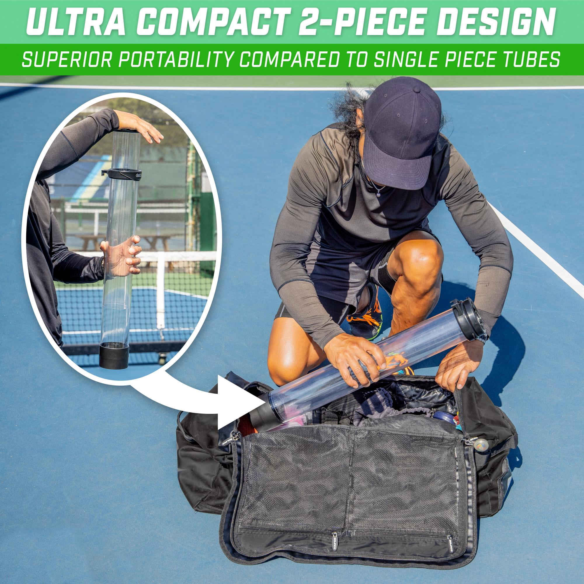 GoSports Pickleball & Tennis Pickup Clear Tube - Ball Retriever Holder, Fits 14 Pickleballs