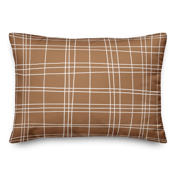Creative Products Burnt Orange Hand Drawn Checkerboard 14x20 Spun Poly Pillow