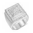 thumbnail image 1 of Man Fashion Square Ring Personalized Rhinestone Rings Jewelry Dressing Up Accessory Wedding Nightclub Bar Party Steel Color Size 12, 1 of 7