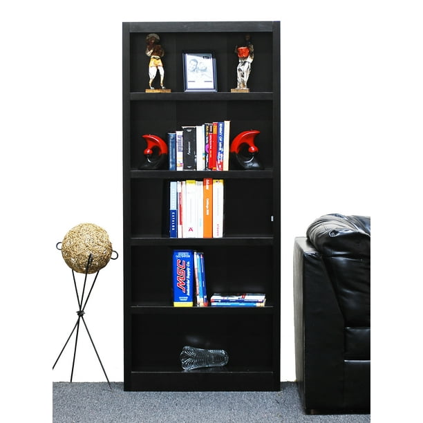 Concepts In Wood 5 Shelf Bookcase, Mainstays 71 Inch 5 Shelf Bookcase Espresso Brown