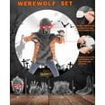 thumbnail image 4 of Boys Werewolf Costume with Light Up Mask - Full Set Gloves, Shoe Covers, Tail, Fangs for 8-10 Years Kids, 4 of 6