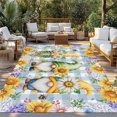 thumbnail image 2 of Sunflowers Outdoor Rug for Patio/Deck/Porch, Non-Slip Large Area Rug 5 x 8 Ft, Spring Gnomes Daisy Hydrangea Flowers Blue Plaid Indoor Outdoor Rugs Washable Area Rugs, Camping Rug Carpet Runner, 2 of 8