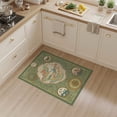 thumbnail image 2 of ODIKA 3'x5' Sage Green Explorer S Dream Little Washable Throw Rug Intricate Flatwoven Design With Nature And Compass Motifs Stain Resistant, Low Profile, Non-Slip for Entryway, Kitchen, Mudroom, 2 of 7