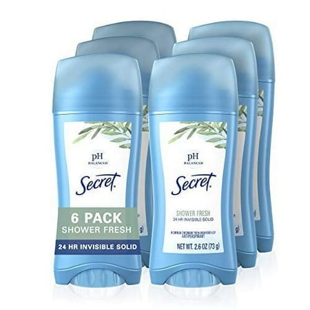 Secret Antiperspirant Deodorant for Women, Shower Fresh Scent, Invisible Solid, 2.6 Oz, Pack of 6