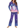 thumbnail image 2 of FOR U DESIGNS Galaxy Axolotl Pajama Sets for Women 2 Piece Button Up Long Sleeve Button Pajamas Tops for Women Size L Womens Nightwear Sets Button Front Sleepwear, 2 of 7