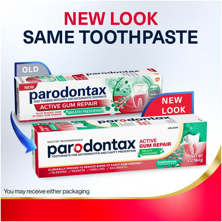 Parodontax Active Gum Repair Breath Freshener Toothpaste, Fresh Mint, 3.4 oz, for Adults
