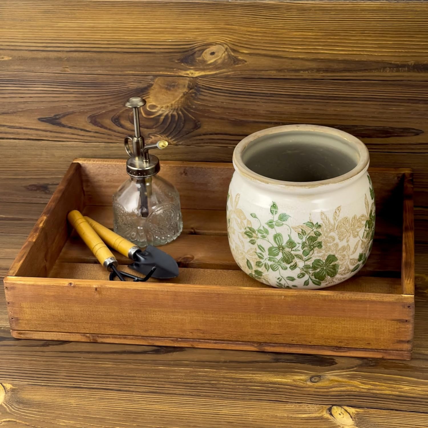 Vintage Ceramic Ice Crack Flower Pot with Drainage Holes, Country Rustic Planters for Indoor and Outdoor,Tuscan Decor,Home,Living Room, Garden Decor, Gardening Gift (Classic)