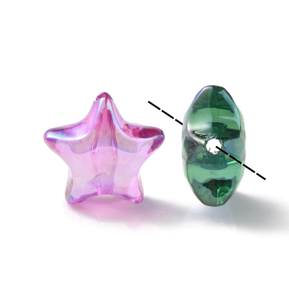 200 pc Rainbow Iridescent Acrylic Beads Star Mixed Color 18.5x19.5x10.5mm Hole: 2.9mm