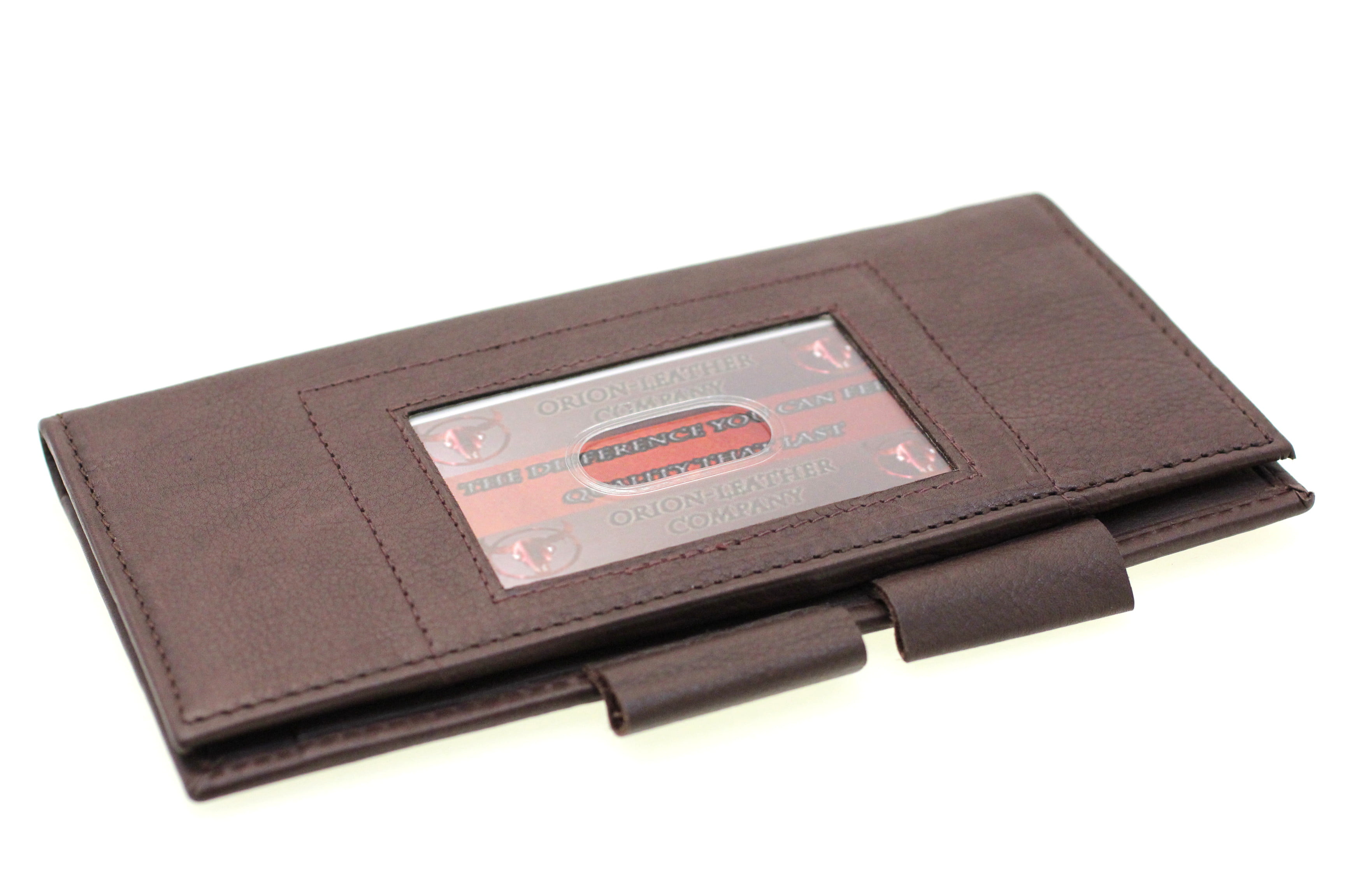 Slim Leather Checkbook Cover For Men & Women RFID Wallet 6 Credit Cards 1 ID & Pen Holder 
