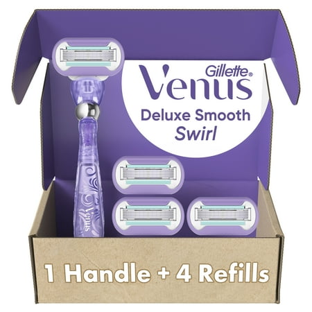Venus Deluxe Smooth Swirl Women's Razor Handle with 4 Blade Refills
