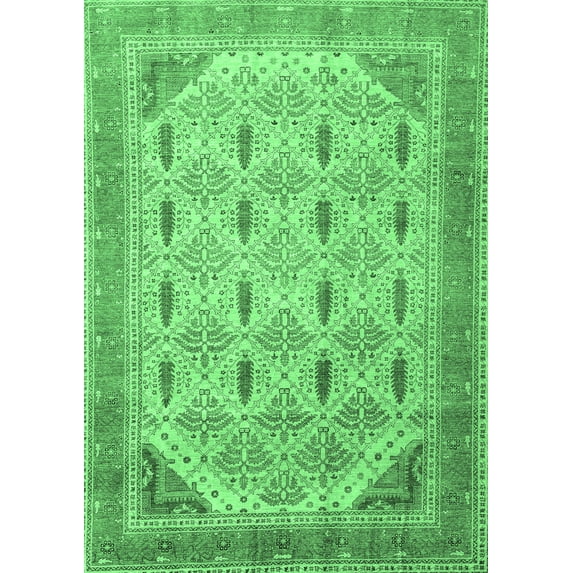 Ahgly Company Indoor Rectangle Abstract Emerald Green Modern Area Rugs, 8' x 12'