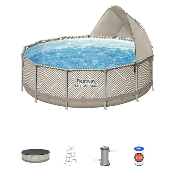 Open Box Bestway Steel Pro MAX 13' x 42" Pool Set with Canopy & Ladder