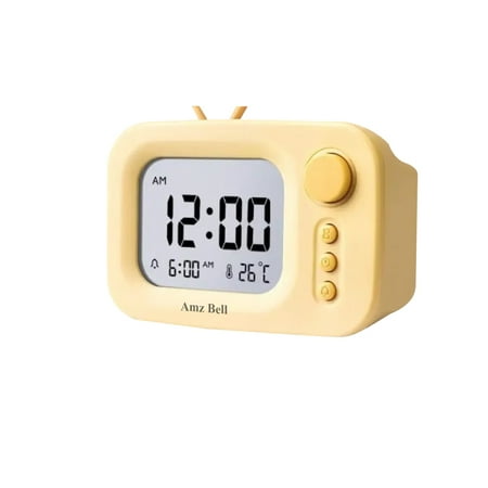 Amz Bell Alarm clock, Night Light Digital Clock with Temperature Display