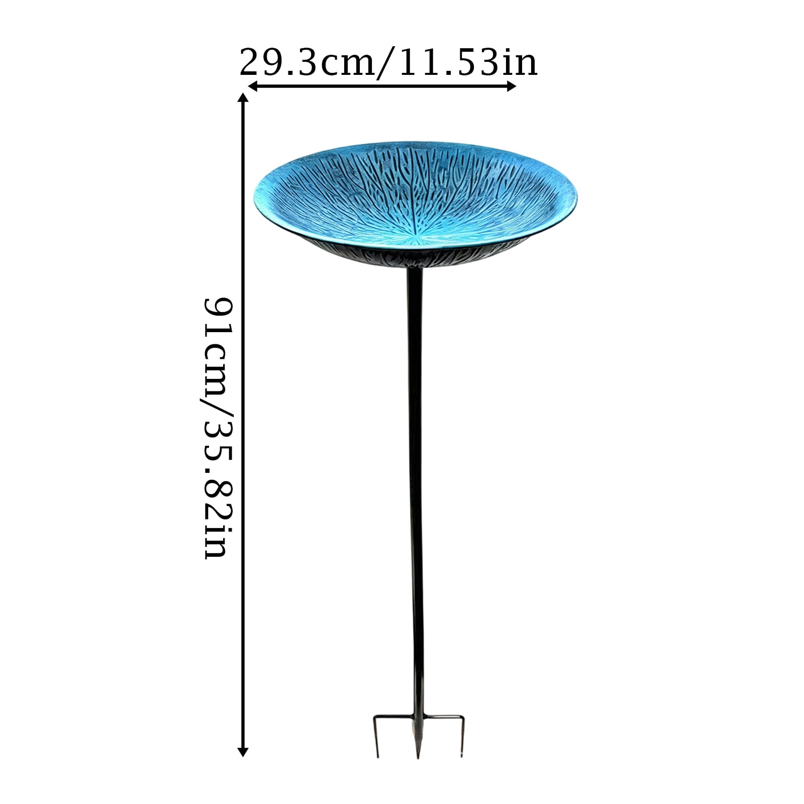 Outdoor Iron Bird Feeder Bath Basin Ground Stake Garden Decor for Patio Yard Blue Metal Bird Bath with Standing Pole for Backyard Wildlife Attraction