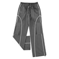 thumbnail image 2 of Gibobby Pantalones cargo para mujer Pantalones casuales sueltos con correa de múltiples bolsillos para mujer Pantalones tejidos de ropa de trabajo recta de cintura(Gris,G), 2 of 5