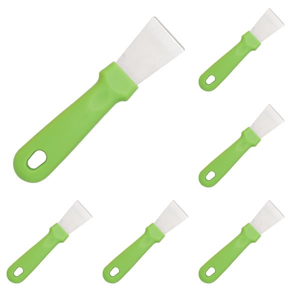 HWHCGZ 6Pcs Multipurpose Kitchen Cleaning Spatula,Stainless Spatula Scraper Straight And Angled Metal Scraper Tool Cleaning Shovel For Outdoor BBQ Grill Pan Griddle Green