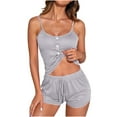 thumbnail image 3 of Fall Saving! HVOBTTY Women's Camisole and Shorts Pajama Sets, Pajama Sets for Women, Women's Casual Solid Color Slim Fitting Camisole and Shorts Homewear Pajama Sets Gray, XXL, 3 of 4