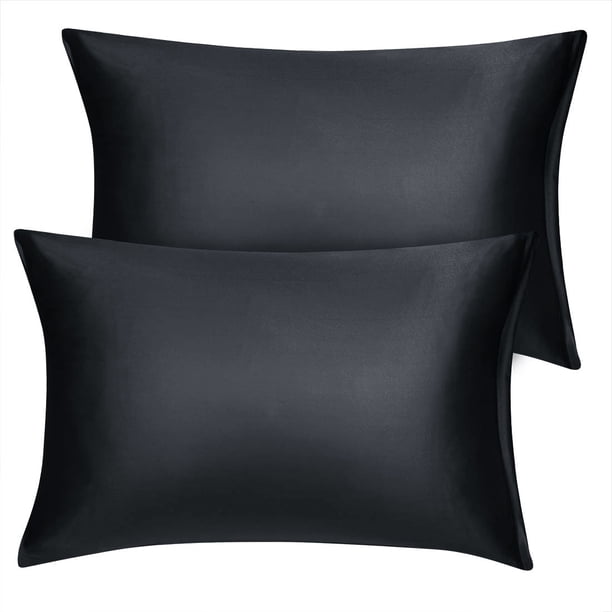 2Pcs Fundas De Almohada De Microfibra Fundas De Almohada Oxford Estándar / Reina / Rey Negro 14x20 Pulgadas Unique Bargains Funda de Almohada