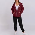 thumbnail image 2 of CFLVAEK Plus Size Sweatsuits Women 2pcs Outfit Casual Zip Up Hoodies Matching Baggy Sweatpants with Pockets Trendy Fall Lounge Jogging Tracksuit Wine XL, 2 of 9