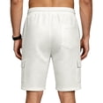 thumbnail image 4 of JTSRKL Men's Outdoor Cargo Shorts Solid Waffle Knit Drawstring Elastic Waist Multi Pocket Short Pants Lightweight Summer Beach Daily Casual Trunks White XXL, 4 of 7