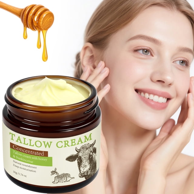 Pisexur Belleza Maquillaje Crema de sebo de res, cuidado de la piel, miel natural, cera de abejas, crema hidratante para rostro y cuerpo, de rápida absorción para piel senspara mujeres y hombres