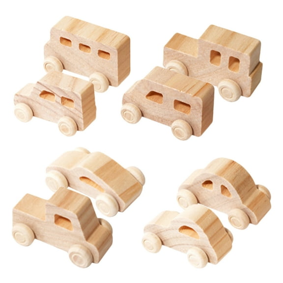OUNONA 8pcs Unfinished Wooden Cars Craft Paintable Wood Car Toys Diy Car Crafts for Kids Toys