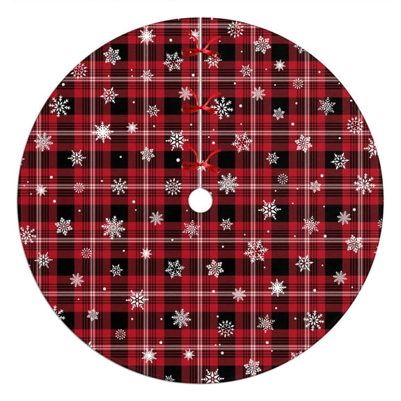 Christmas Tree Skirt Red - 48 Inch Large Xmas Tree Skirts for 7.5 Ft Tree with Snowflake Pattern, Soft Christmas Tree Rug for New Year Farmhouse Winter Holiday Party Decorations Indoor Outdoor