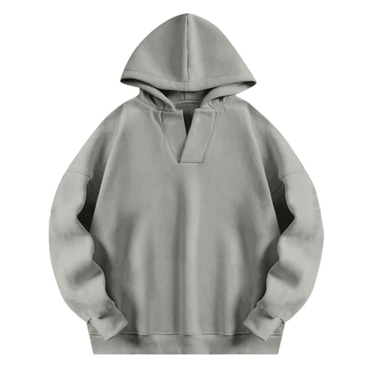 Titcea Hoodies for Women Solid Color Oversized Long Sleeve V-Neck