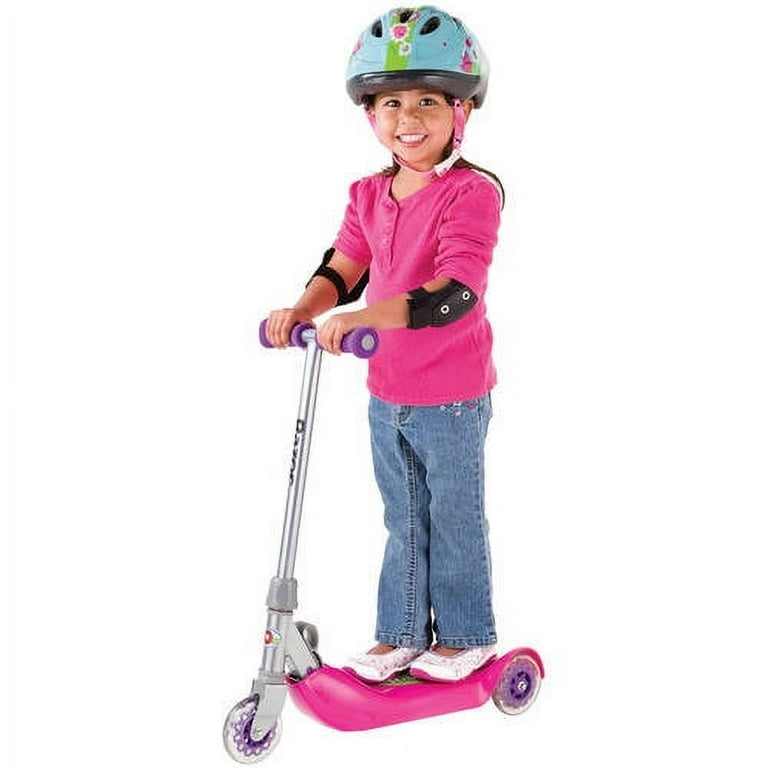 Razor Jr. Folding Kiddie Three Wheel Kick Scooter - Pink, for