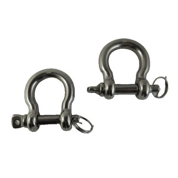 2 Pieces Stainless Steel 316 Anti-Off Bow Shackle 3/8" (10mm) Marine Grade