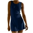 thumbnail image 2 of Rapport Qualité-Prix, Robe d'Été Aguichant Mode Femme Couleur Unie Dos Nu Sans Manches Col Rond, Robe Dos Nu Aguichant, Robe Couleur Unie, Robe Sans Manches Col Rond Élégante et Stylée/coton, Bleu Foncé, 2 of 9