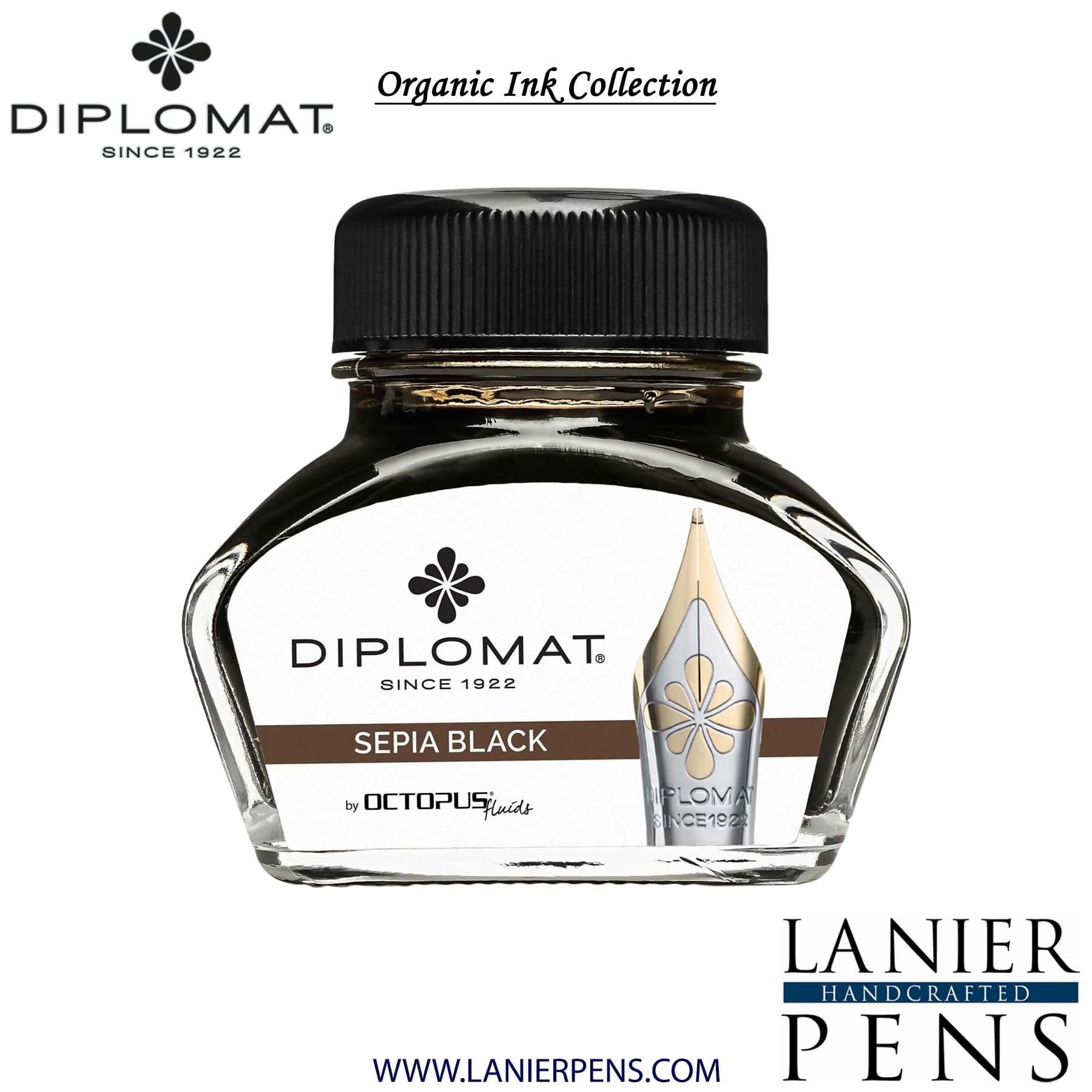 Diplomat Octopus 30ml Ink Bottle - Sepia Black