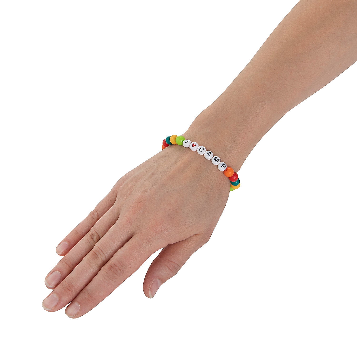 Fun Express I Love Camp Beaded Bracelet Craft Kit - DIY Craft Kit for Kids Perfect for Birthday Parties Camp-Themed Favors & Creative Fun Activities Great for Crafting at Camps & Events - 12 Pieces