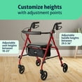 thumbnail image 6 of Medline Superlight Folding Aluminum Mobility Rollator Walker, Red, 250 lb. Weight Capacity, 6" Wheels, Adjustable, 6 of 6