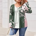 thumbnail image 4 of Women's Plus Size Pleated Henley Blouse - V-Neck Long Sleeve Loose Tunic Top, Soft Stretch Business Casual Dressy Blouse (L-5XL), 4 of 6
