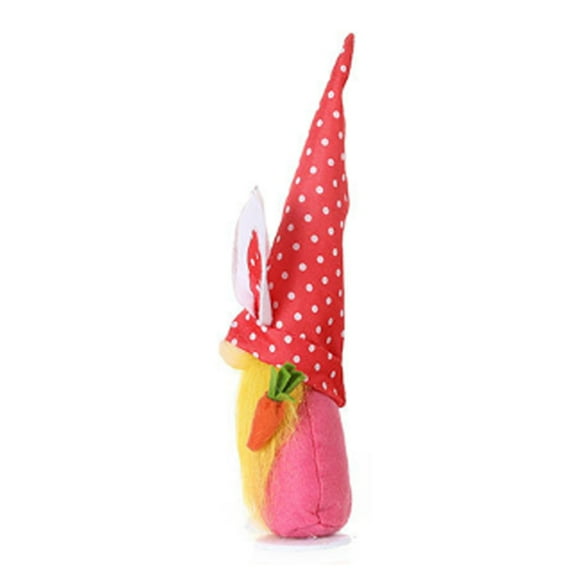 Bewildely Conejito de Pascua zanahoria Gnomo muñeca sin rostro decoración flor estampado conejo niños arreglo suministros fiesta enano Decoración Kits de decoración para fiestas punto naranja Bewildely HA070626-04