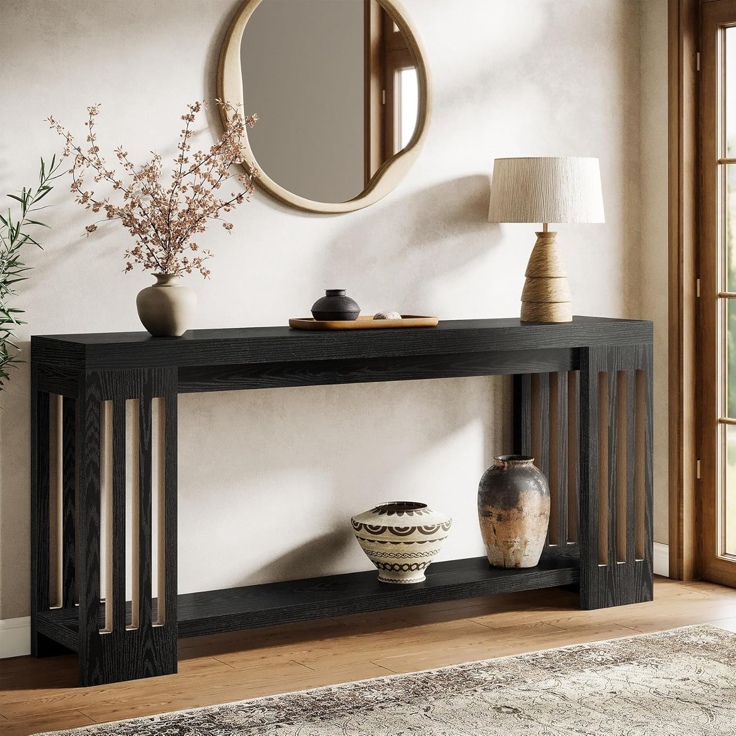Tribesigns 70.9-Inch Extra Long Entryway Table, Farmhouse Sofa Console Table with Vertical Stripe Legs for Living Room, Hallway