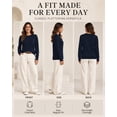 thumbnail image 3 of QUALFORT Women’s 100% Cotton Pullover Sweater, Crew Neck Long Sleeve Lightweight Sweater for Women, Soft Classic Knit Top, Navy XL, 3 of 7
