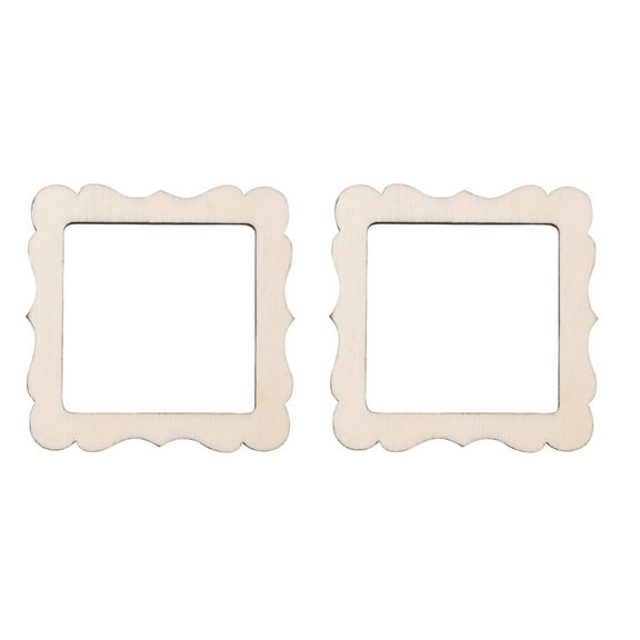 Kuyiluo wooden cutouts 10pcs Lace Square Photo Frame Shape Wooden Pieces Cutouts Craft Embellishments Wood Ornament Manual Accessories for DIY Art