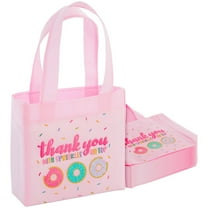 BLUE PANDA Donut Goodie Bags - 6.5 x 7 x 2 In, Pink, Pack of 24 - Party Favor Bags for Girls' Birthday, Donut Party Favors, & Baby Shower