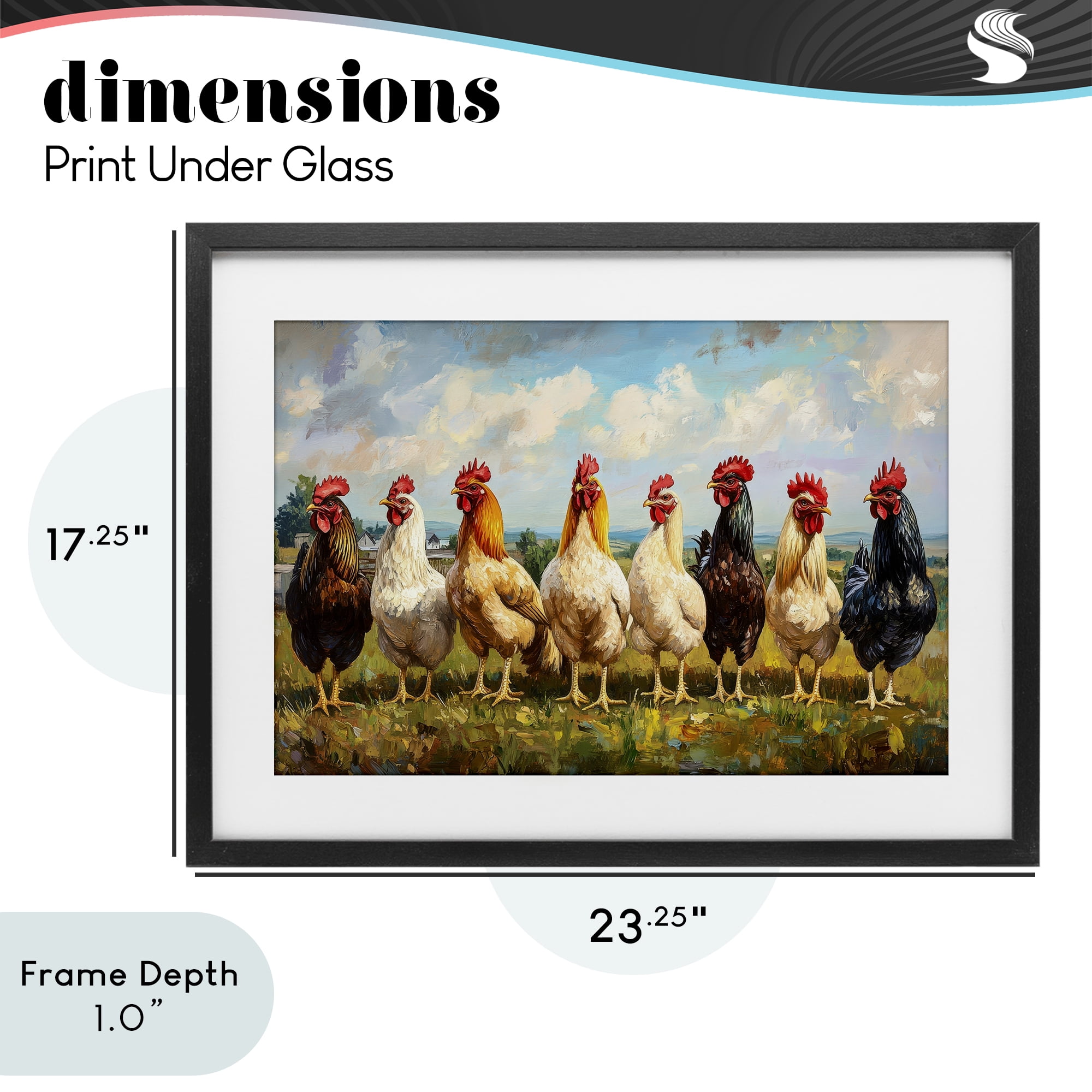 Stupell Industries Chicken Brood on Horizon Black Framed Print Under Glass, design by Petal Prints Design