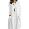 thumbnail image 2 of Women's Autumn Cotton And Linen Loose Casual Solid Color Long-sleeved Dress, 2 of 7