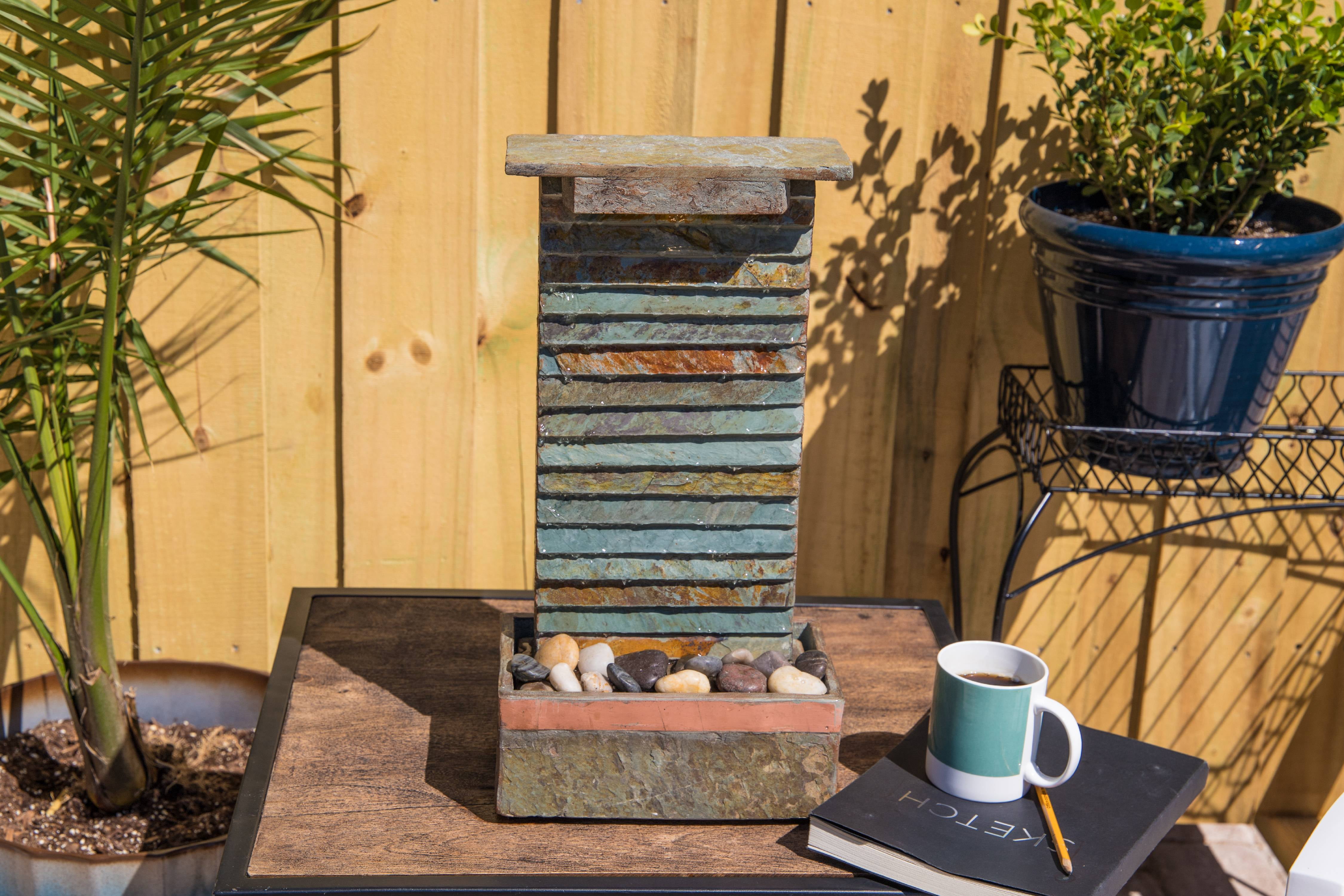 Stave Indoor/Outdoor Table Fountain with Copper Finish