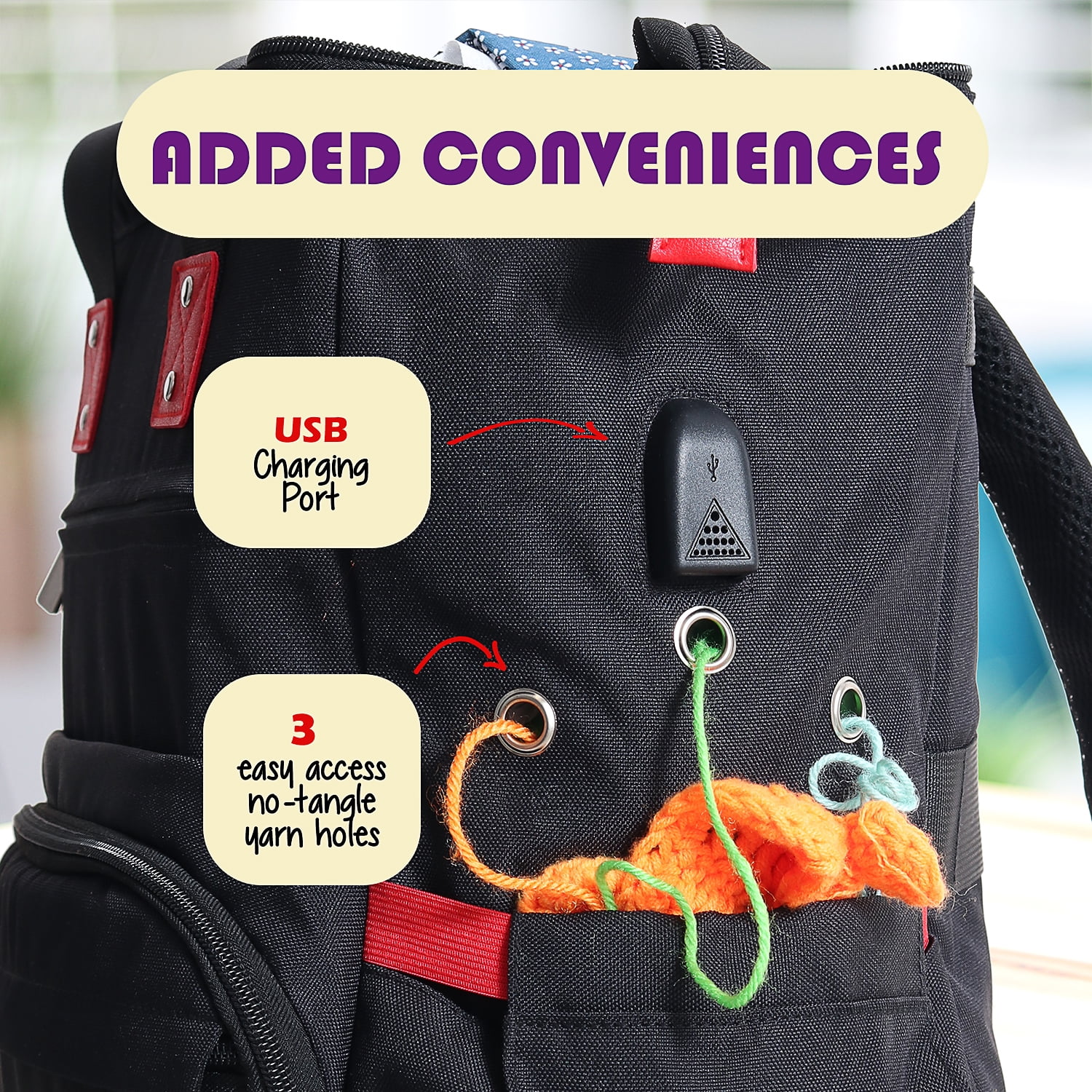 Craftbud Crochet Backpack Yarn Organizer, Durable Knitting Bag For Crocheting Organizer Accessories