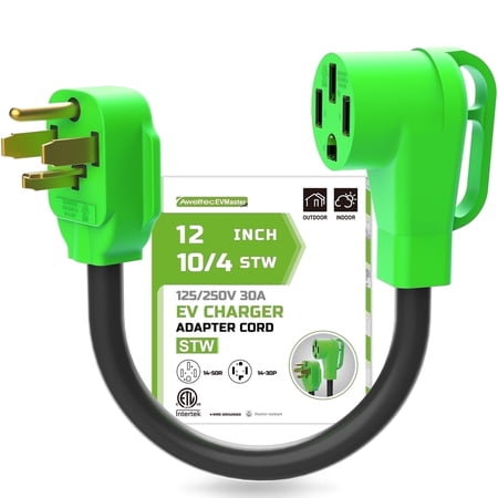 EVMASTER 30Amp to 50Amp 4 Prong 10AWG EV Adapter Compatible with EV and Dryer Use 1 Pack