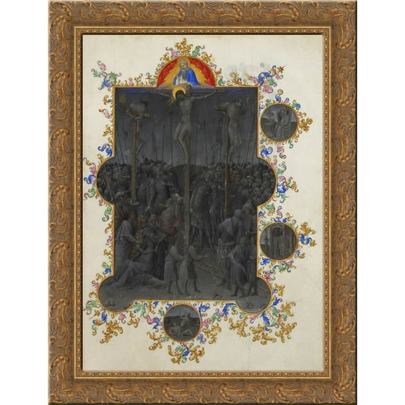 The Death of Christ 24x18 Gold Ornate Wood Framed Canvas Art by Limbourg brothers