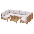thumbnail image 4 of Dextrus 7 Pieces Patio Conversation Set, Outdoor L Sectional PE Rattan Wicker Furniture Set with Coffee Table - Beige, 4 of 10